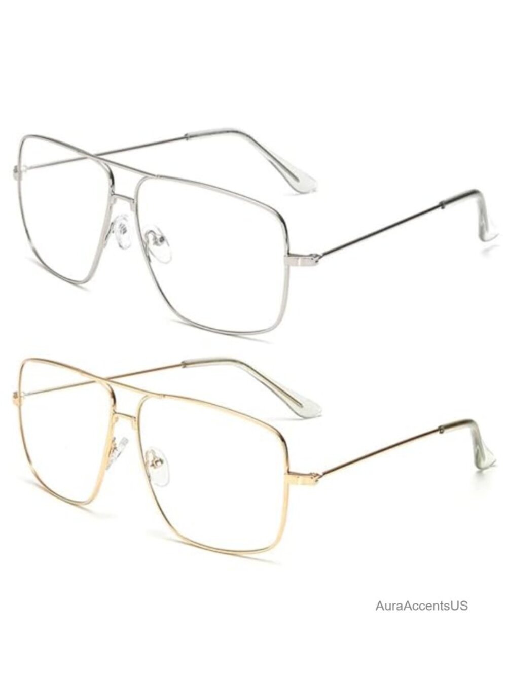 Oversized Blue Light Glasses Metal Aviator Big Frame Eyewear Frames Clear Lenses